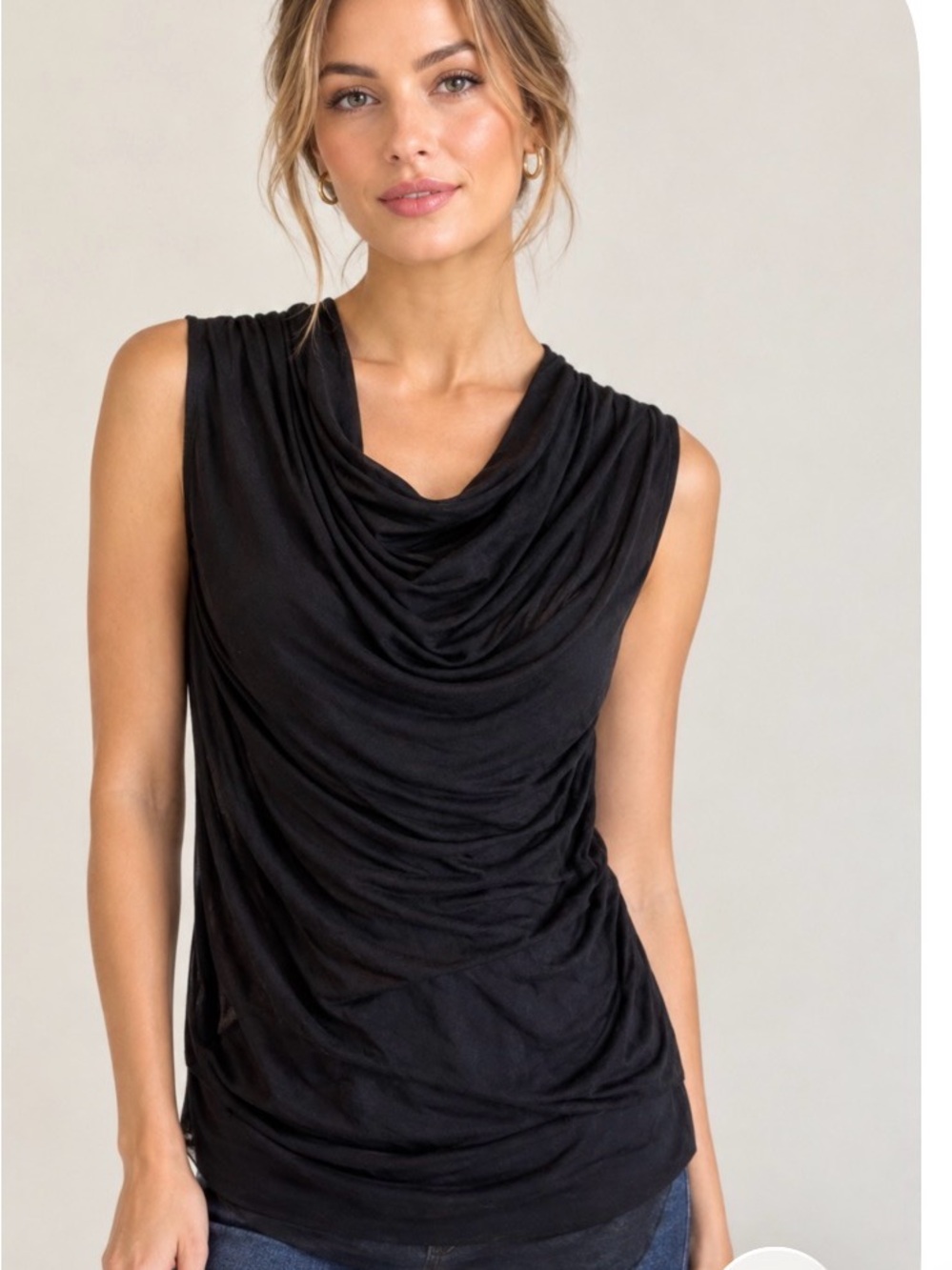 Helmut Lang Sleeveless dark brown Draped Cowl Neck Top